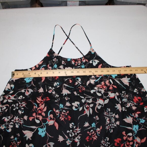 BCBG Maxazria Dress $178 Sz L Black Multi Color Floral 100% Polyester Dress - Picture 13 of 14